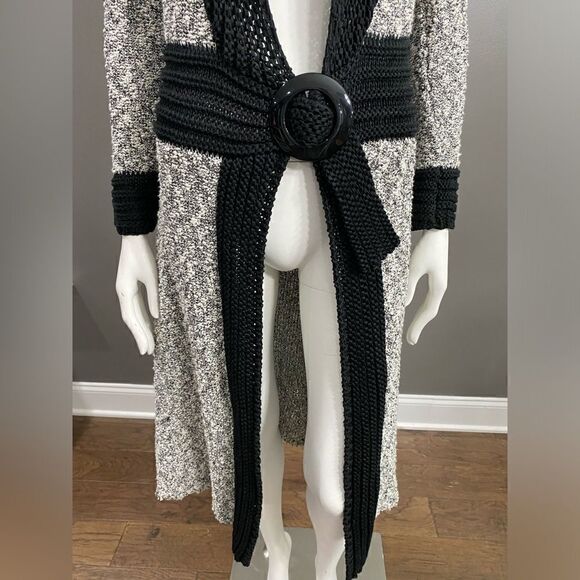 Belldini Large Black Combo Open-Front Belted
Duster Cardigan Boucle Knit Size M - Picture 4 of 14